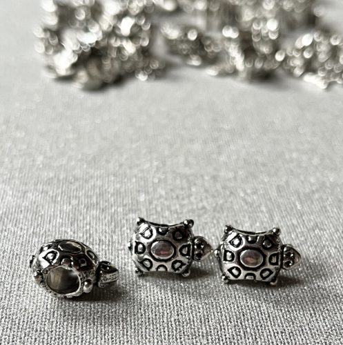 Charm teknős műanyag 12x8mm - 3db-os szett