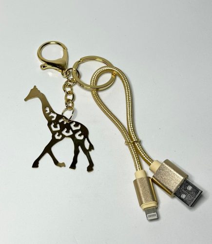 Arany színű Kulcstartó & USB Töltő Zsiráf