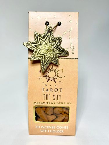 Tarot Lovers THE SUN Sötét Borostány & Gyöngyvirág Füstölőkúp + Tartóval